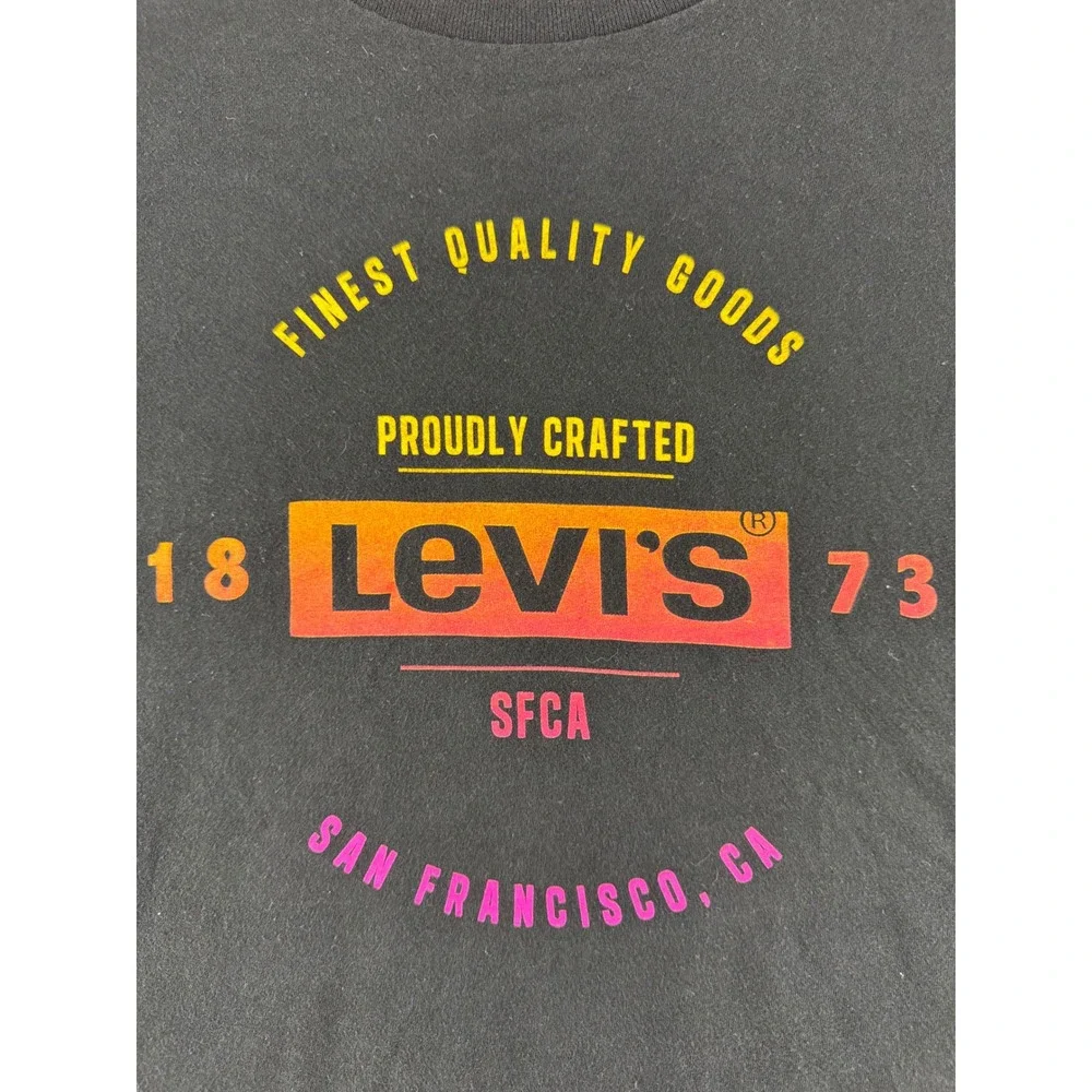 Levis Graphic T-Shirt Mens Large Black Cotton Short Sleeve SFCA Logo